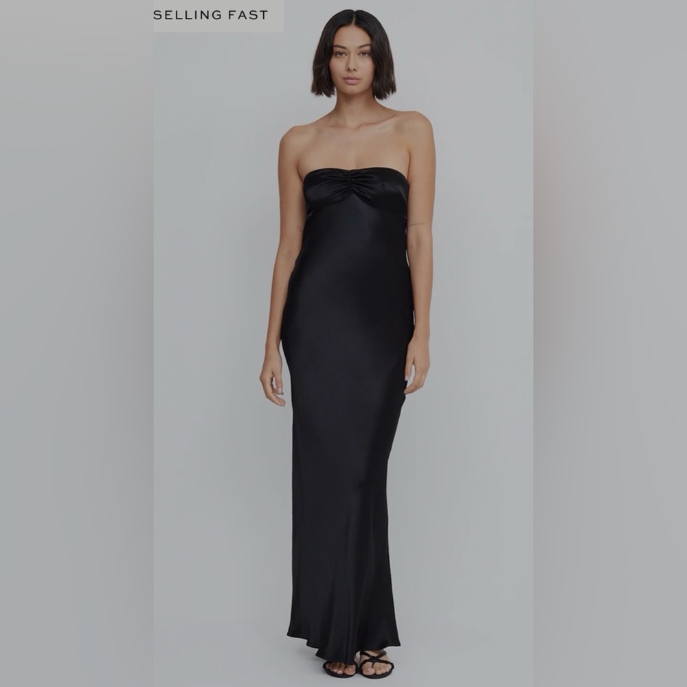 Bec + Bridge BE MINE STRAPLESS MIDI DRESS - BLACK USA 2/AUS 6